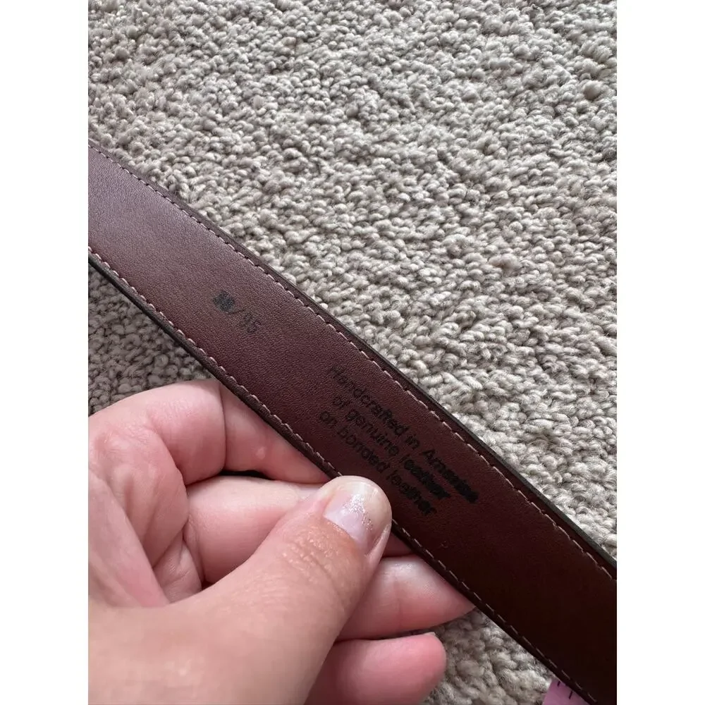 Handcrafted Brown Leather Belt Men's Size 38 Made in America Genuine on Bonded